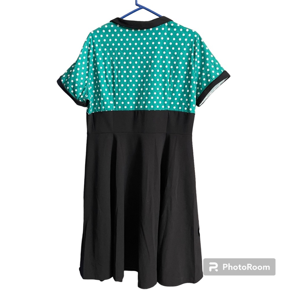 Audrey Hepburn Rockabilly Green Polka Dot Swing Dress Vintage Inspired 4XL - Picture 5 of 7